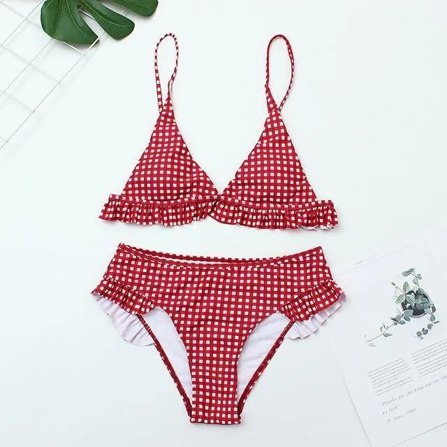 Women Bikini Set Ruffles Padded Swimwear Bikini Hot Sale Swimming Suit