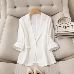 women's blazer long sleeve blazers washed button business simple style simple solid color