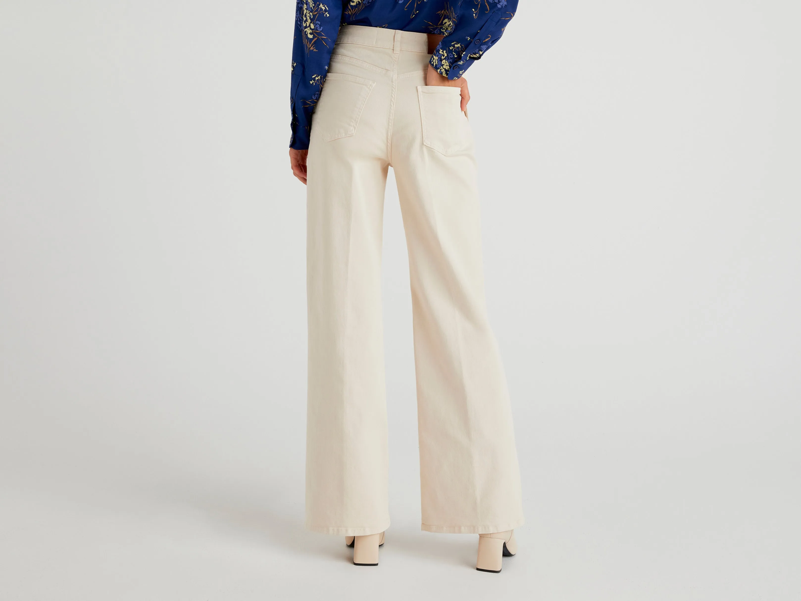 Womens Flared Trousers with Pleated Design