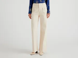 Womens Flared Trousers with Pleated Design