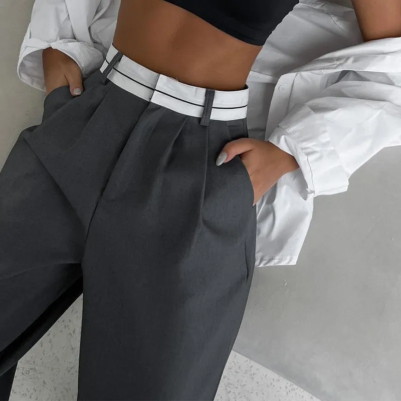 Women's High-Waisted Wide-Leg Trousers