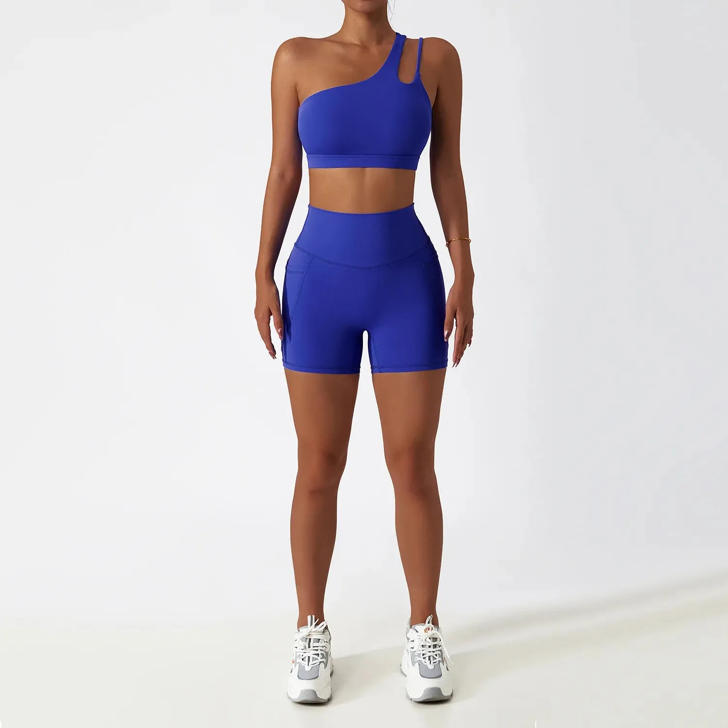 Women's Seamless One Shoulder Yoga Set - Sexy Sports Bra, High Waist Yoga Suit Leggings, Workout Set Fitness Suits Sportswear