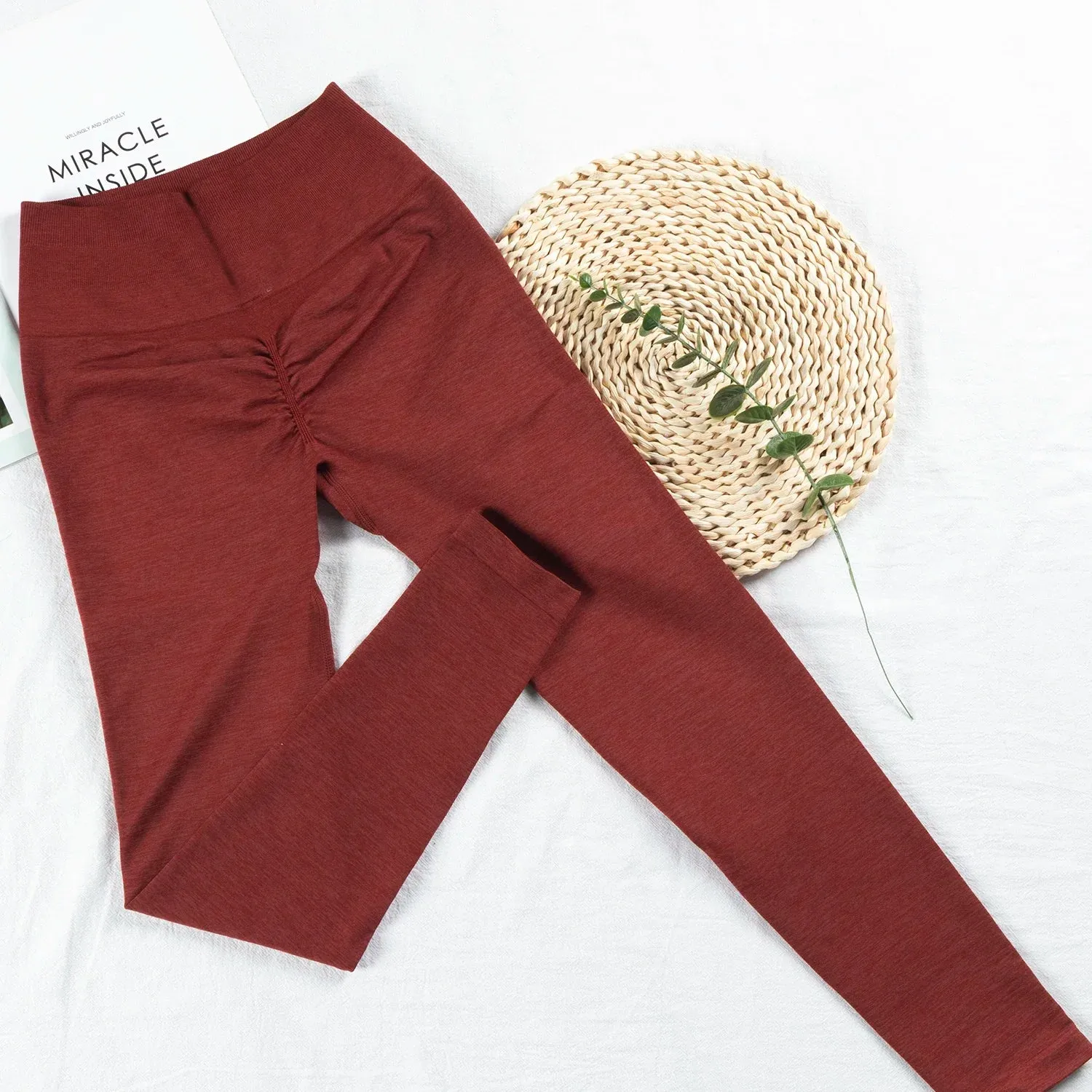 Women's Seamless Scrunch Leggings - High Waisted Silky Workout Tights