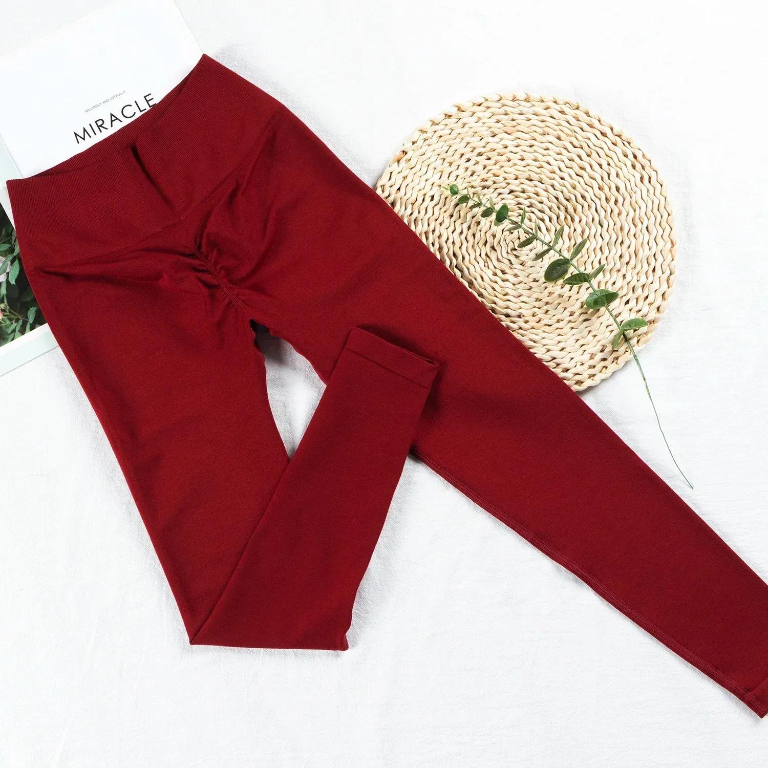 Women's Seamless Scrunch Leggings - High Waisted Silky Workout Tights
