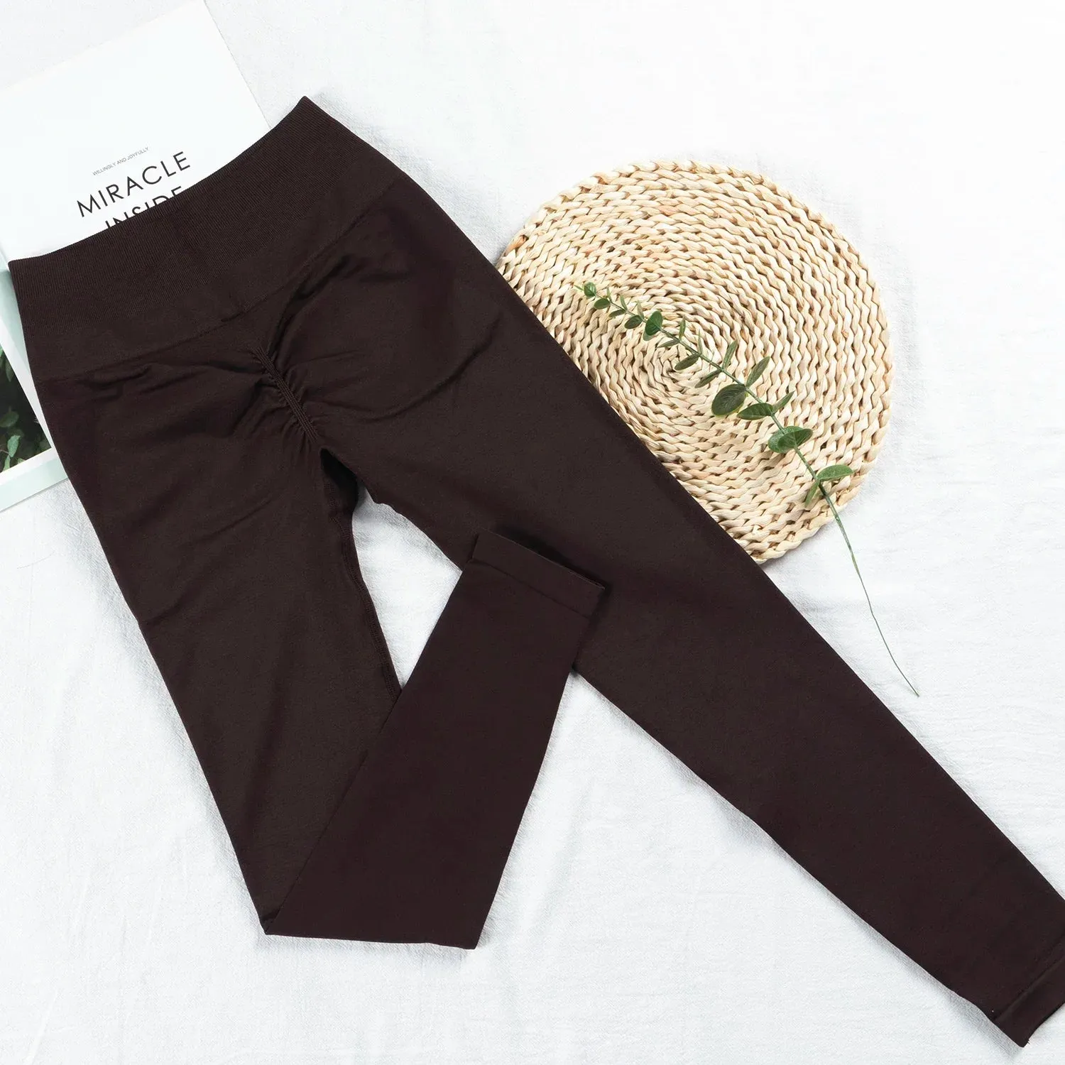 Women's Seamless Scrunch Leggings - High Waisted Silky Workout Tights