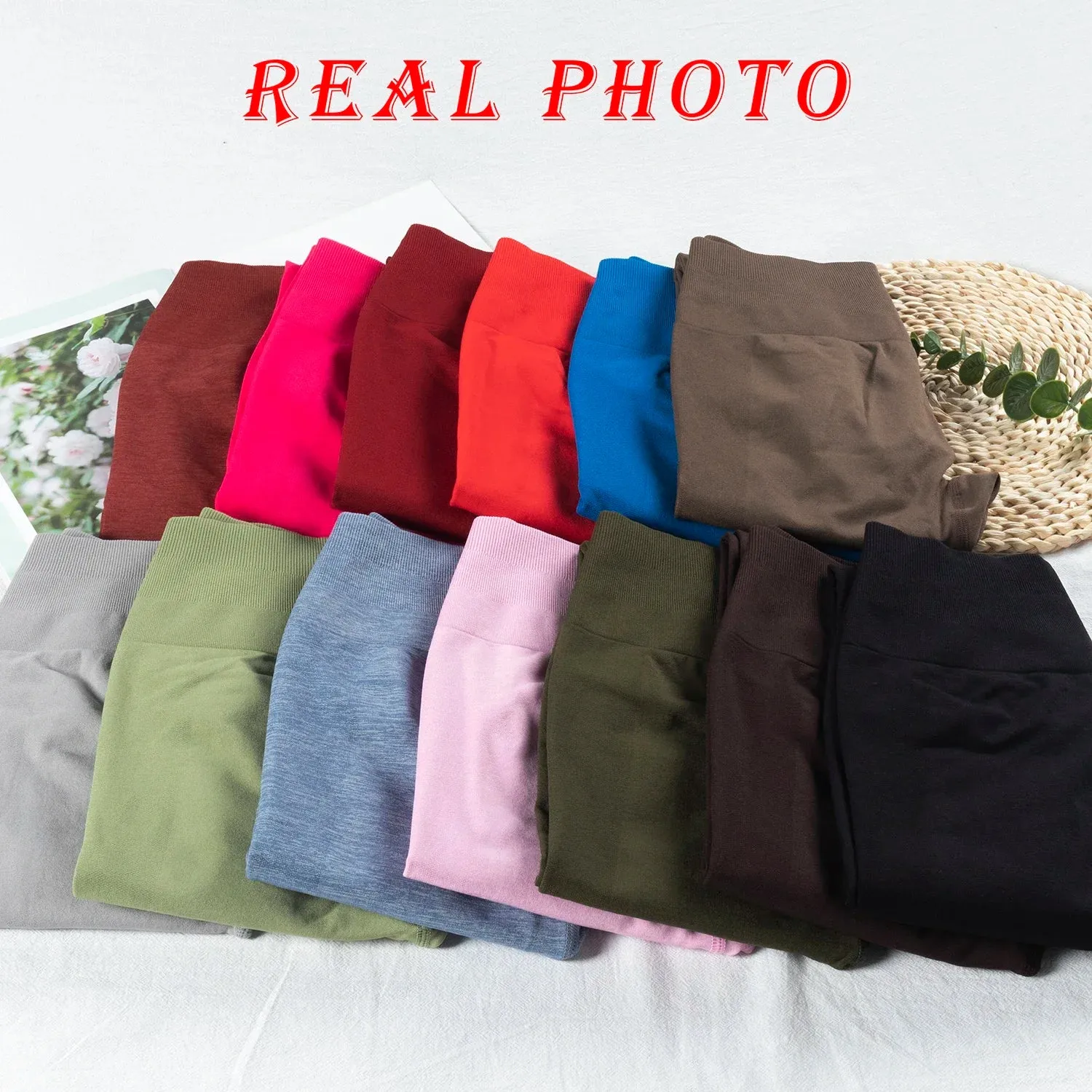 Women's Seamless Scrunch Leggings - High Waisted Silky Workout Tights