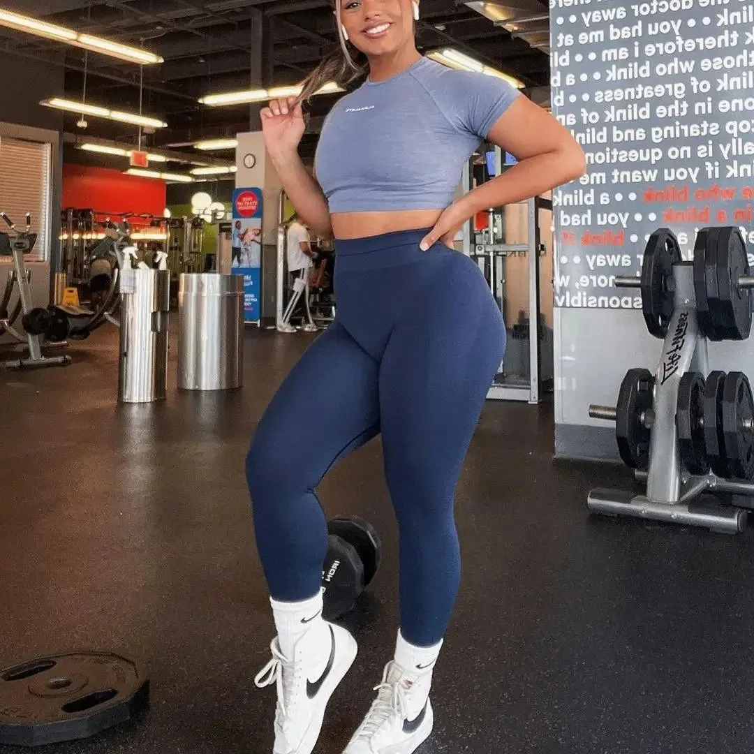 Women's Seamless Scrunch Leggings - High Waisted Silky Workout Tights