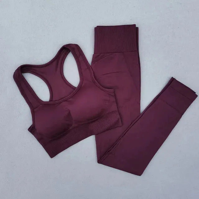 Women's Yoga Outfits 2-Piece Set - Workout Tracksuits
