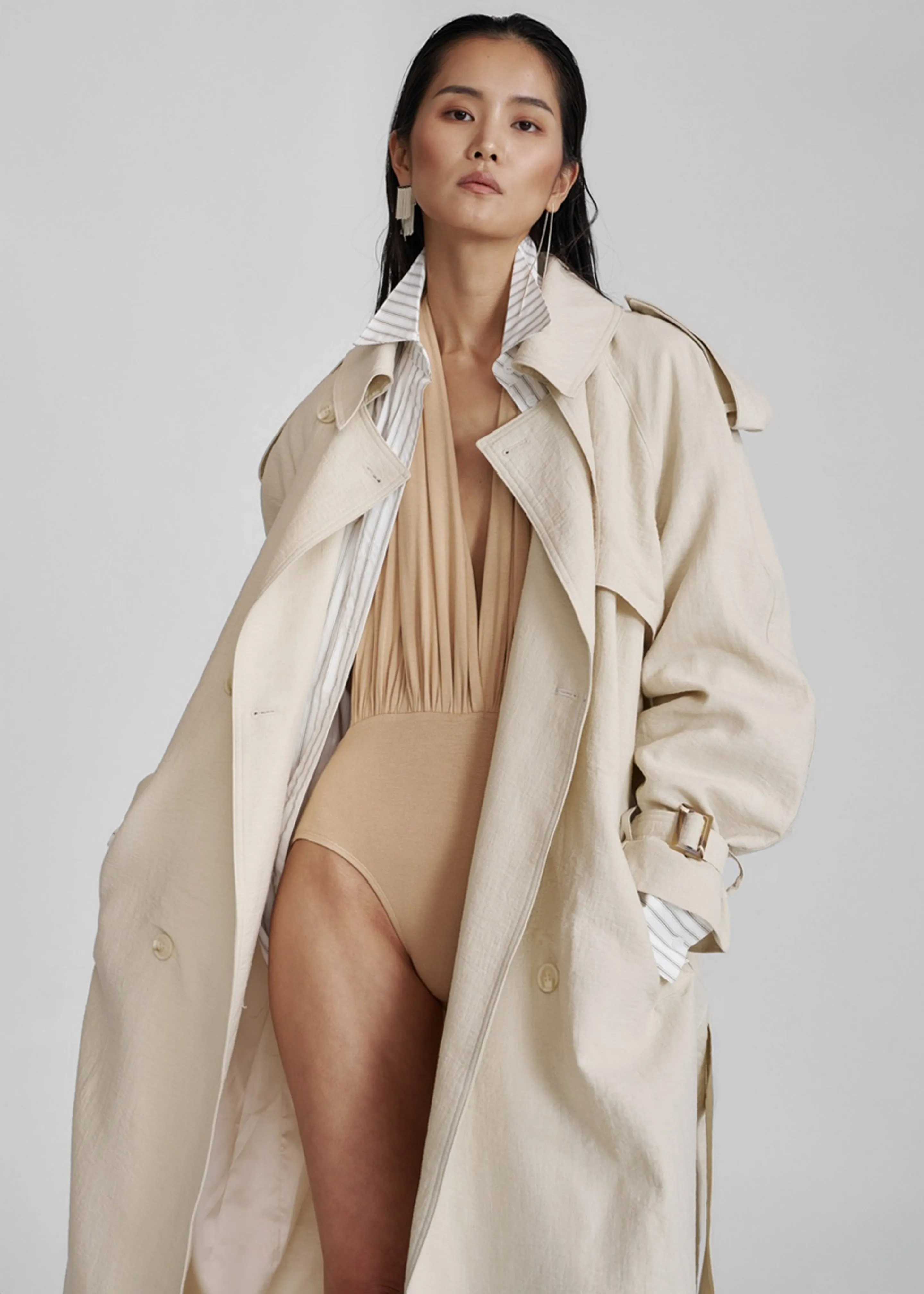 Yasmine Trench Coat - Light Beige