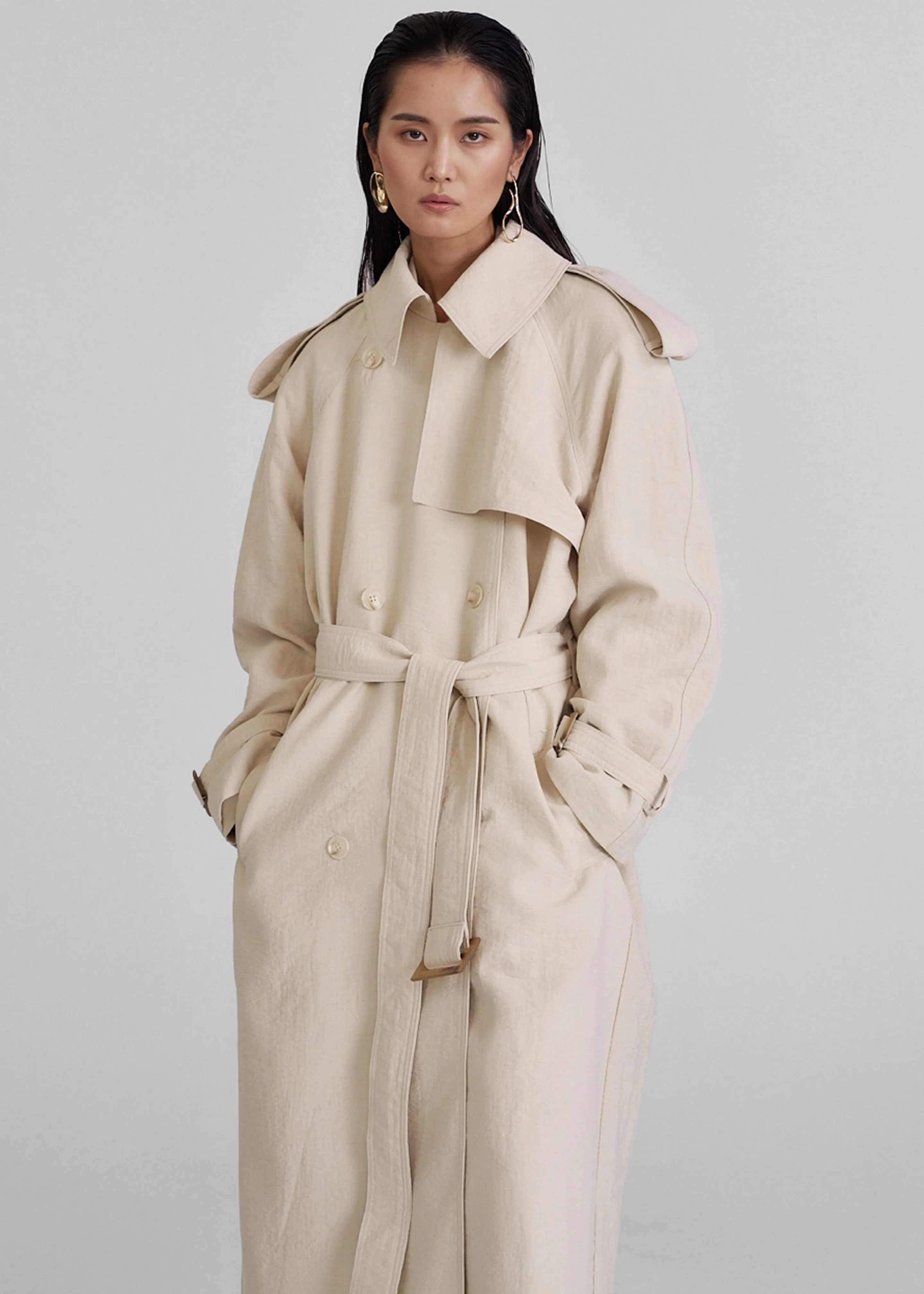 Yasmine Trench Coat - Light Beige