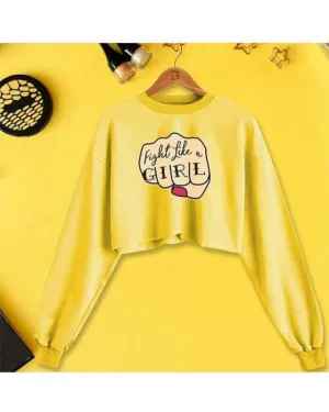 YELLOW CROPPED SWEATSHIRT FOR womens 814