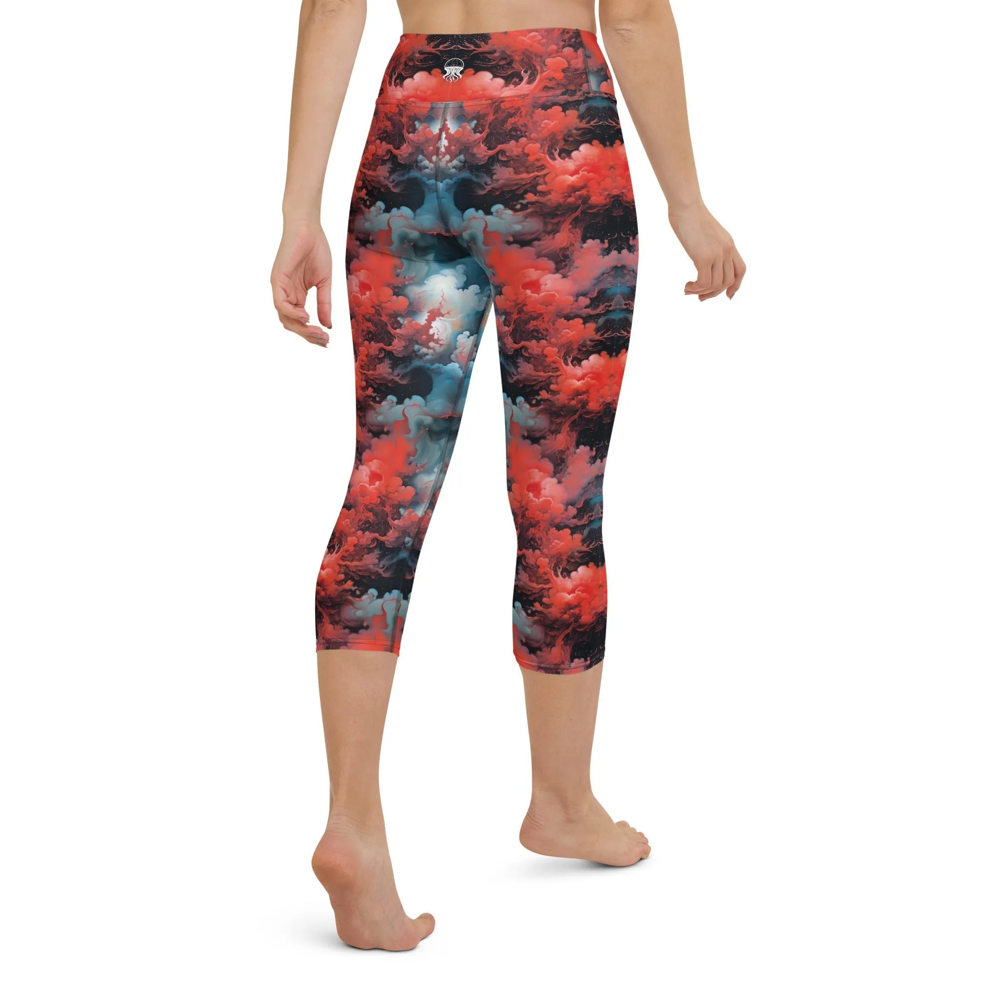 Yoga Capri Leggings Ethereal Crimson Flow - Dark