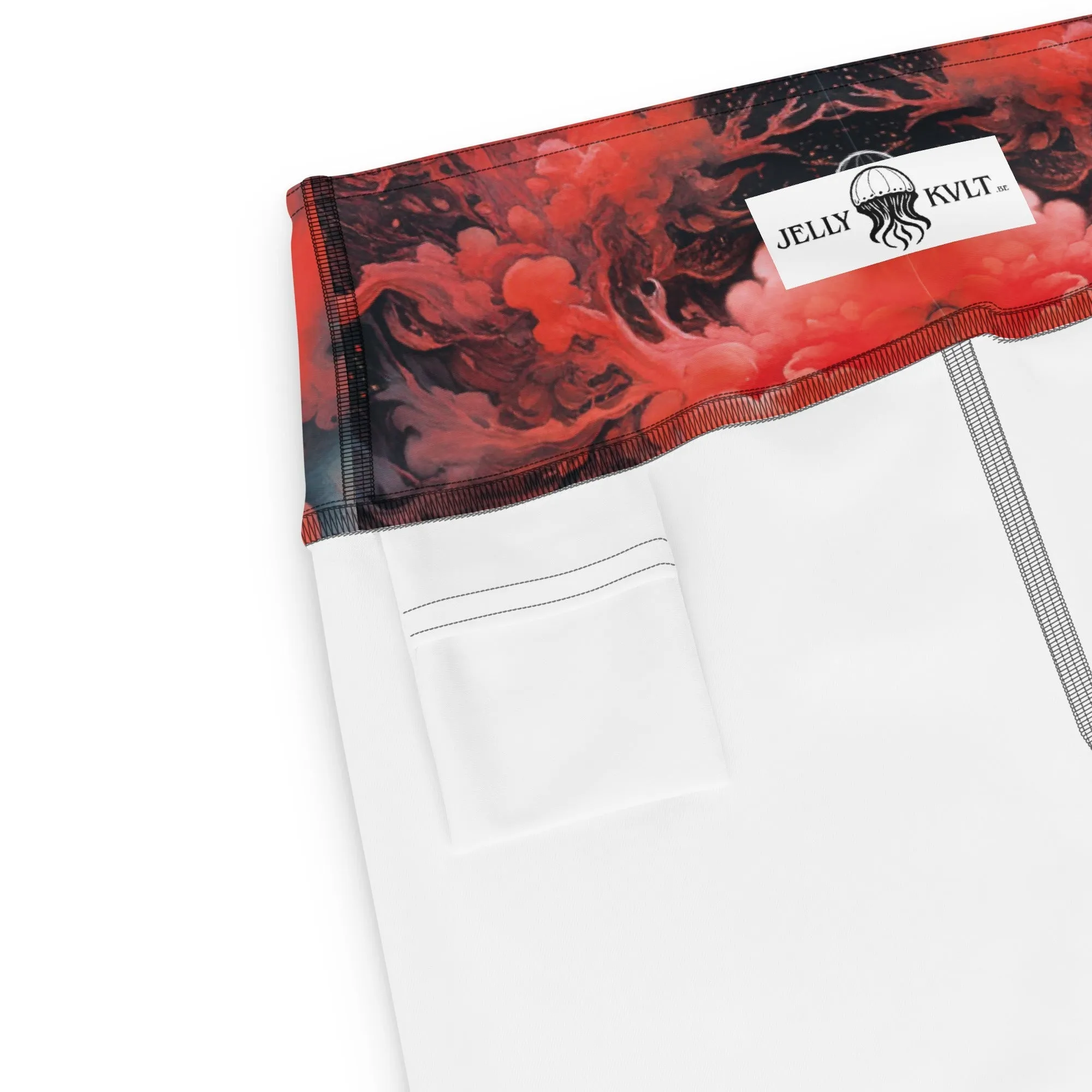 Yoga Capri Leggings Ethereal Crimson Flow - Dark