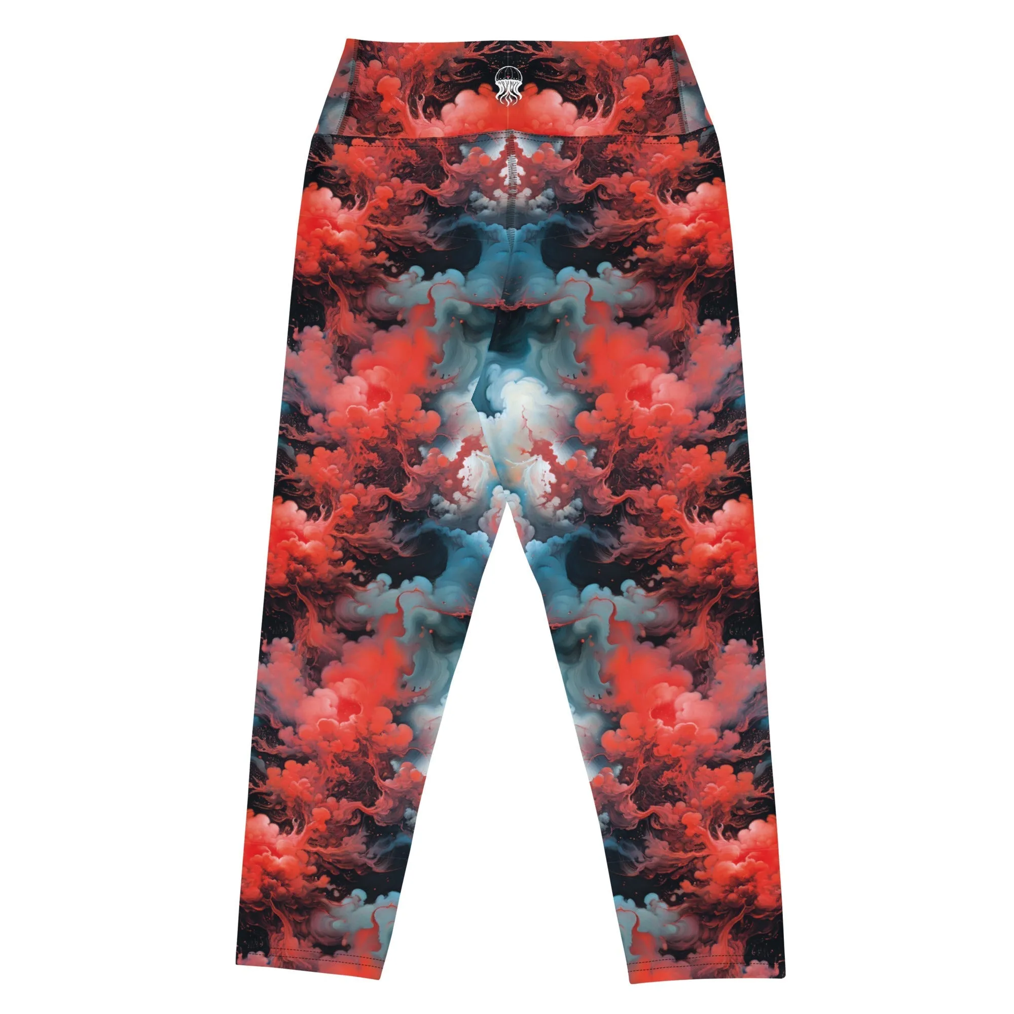 Yoga Capri Leggings Ethereal Crimson Flow - Dark