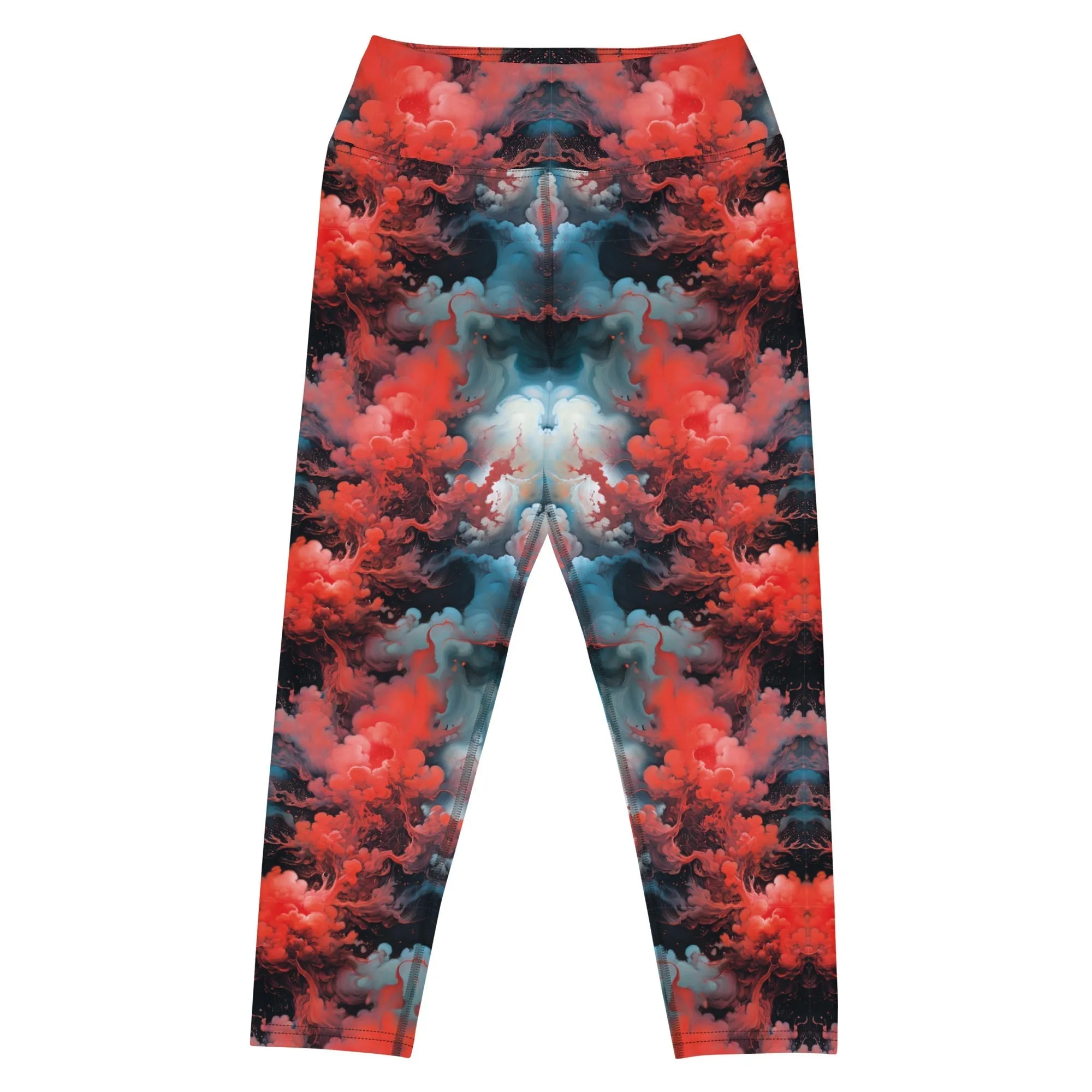 Yoga Capri Leggings Ethereal Crimson Flow - Dark